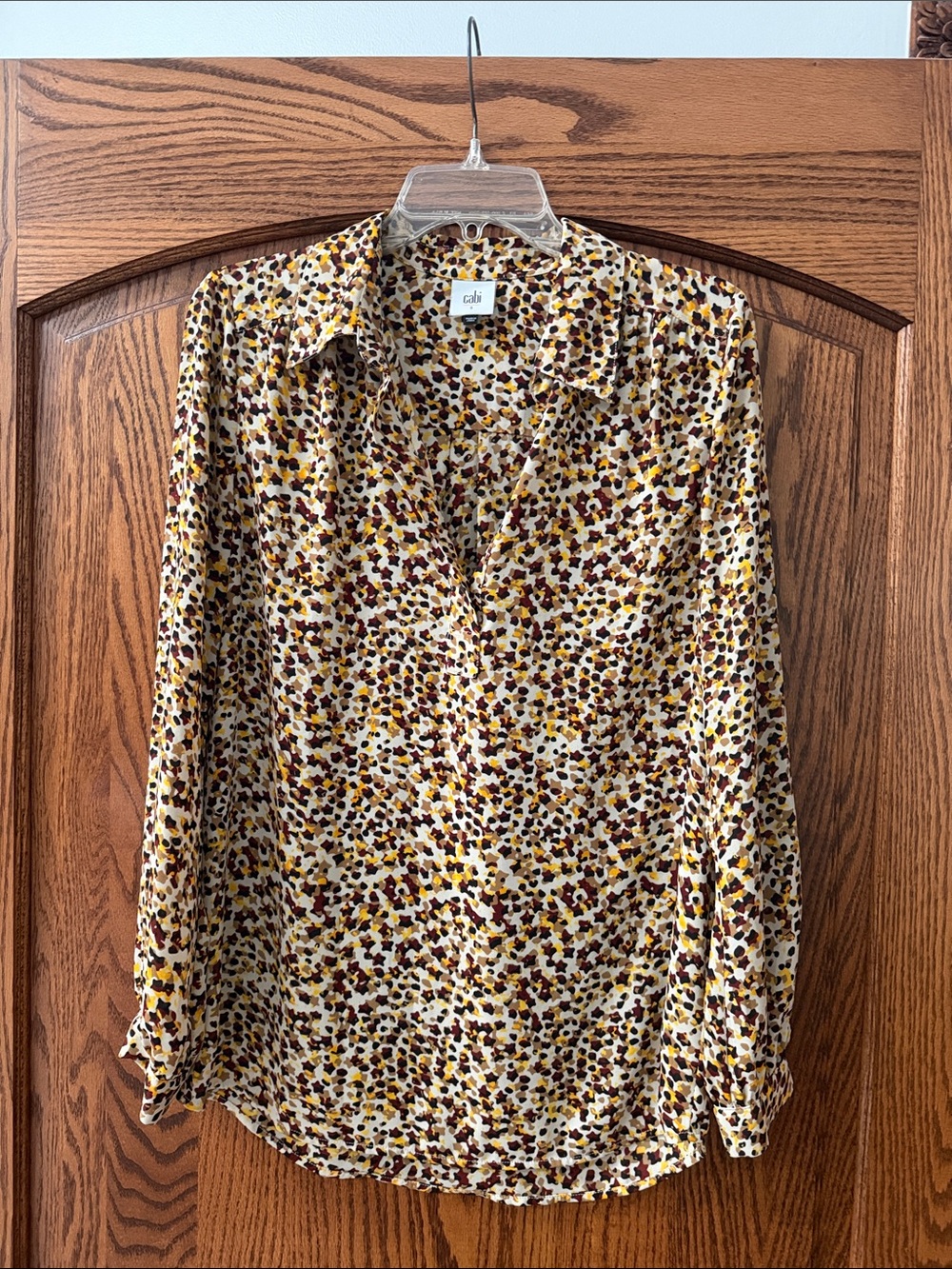 CAbi Yellow Multi-Spot Button-Front Blouse